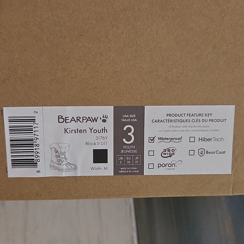 BearPaw Size‎ 3 NEW Kirsten Youth Black Waterproof Insulated Winter Boots - Picture 4 of 9